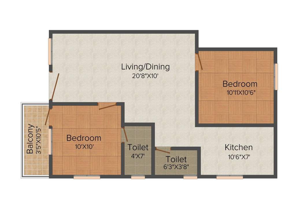 Palace Sai Sankara (2BHK+2T (923 sq ft) 923 sq ft)