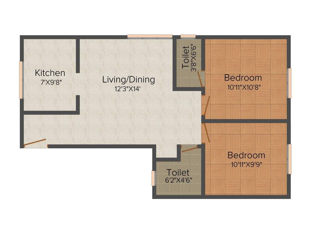 Palace Sai Sankara (2BHK+2T (822 sq ft) 822 sq ft)