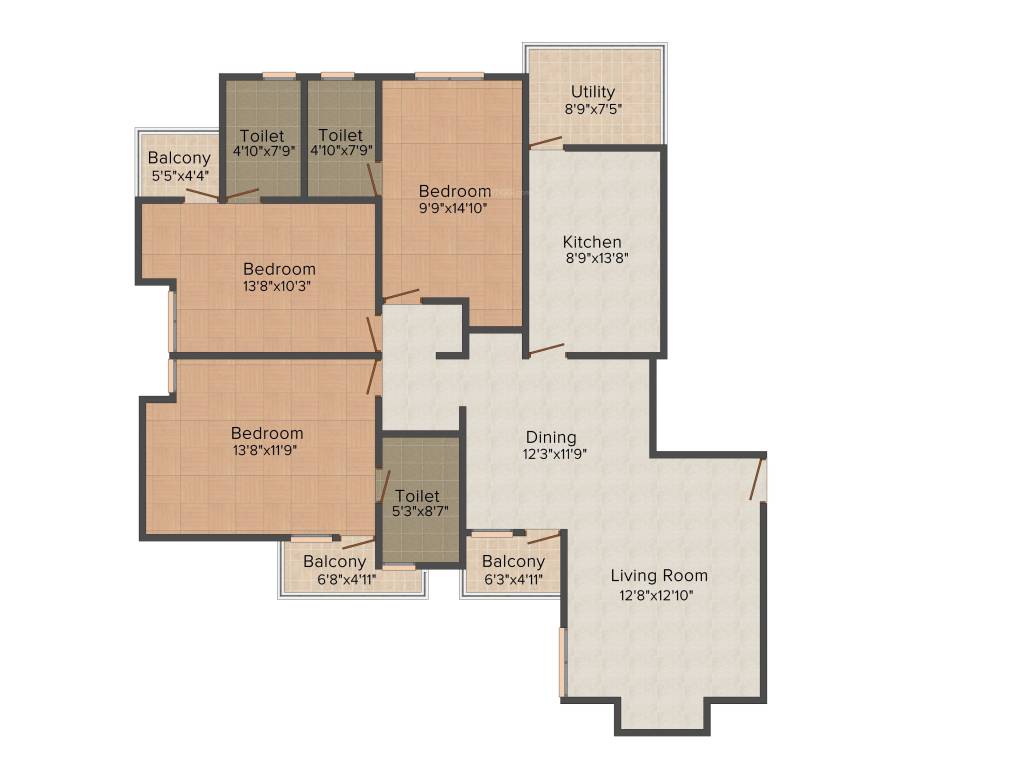 SFS Sundial (3BHK+3T (1,752 sq ft) 1752 sq ft)
