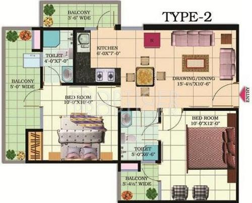 Prestige Prestige Heights (2BHK+2T (995 sq ft) 995 sq ft)