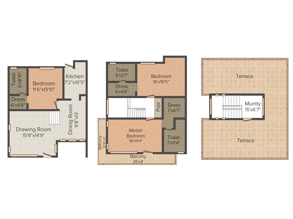 Collage Group Asteria Villas 3BHK+3T (2,175 sq ft) + Pooja Room