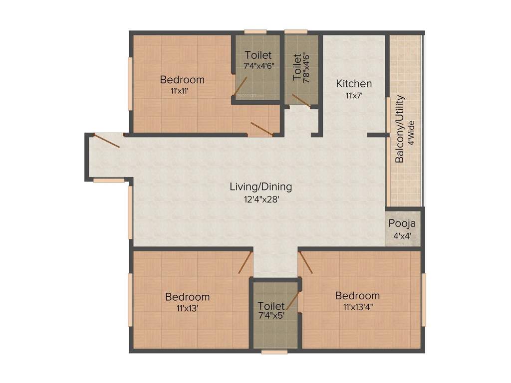 Sree Maheswara Shangri La (3BHK+3T (1,518 sq ft) 1518 sq ft)