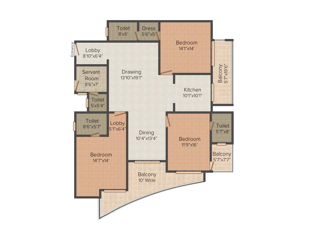 Felicity Solitaire (3BHK+4T (2,546 sq ft) + Servant Room 2546 sq ft)