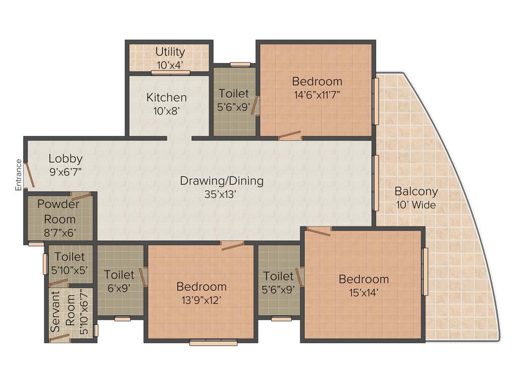 Felicity Solitaire (3BHK+4T (2,618 sq ft) + Servant Room 2618 sq ft)