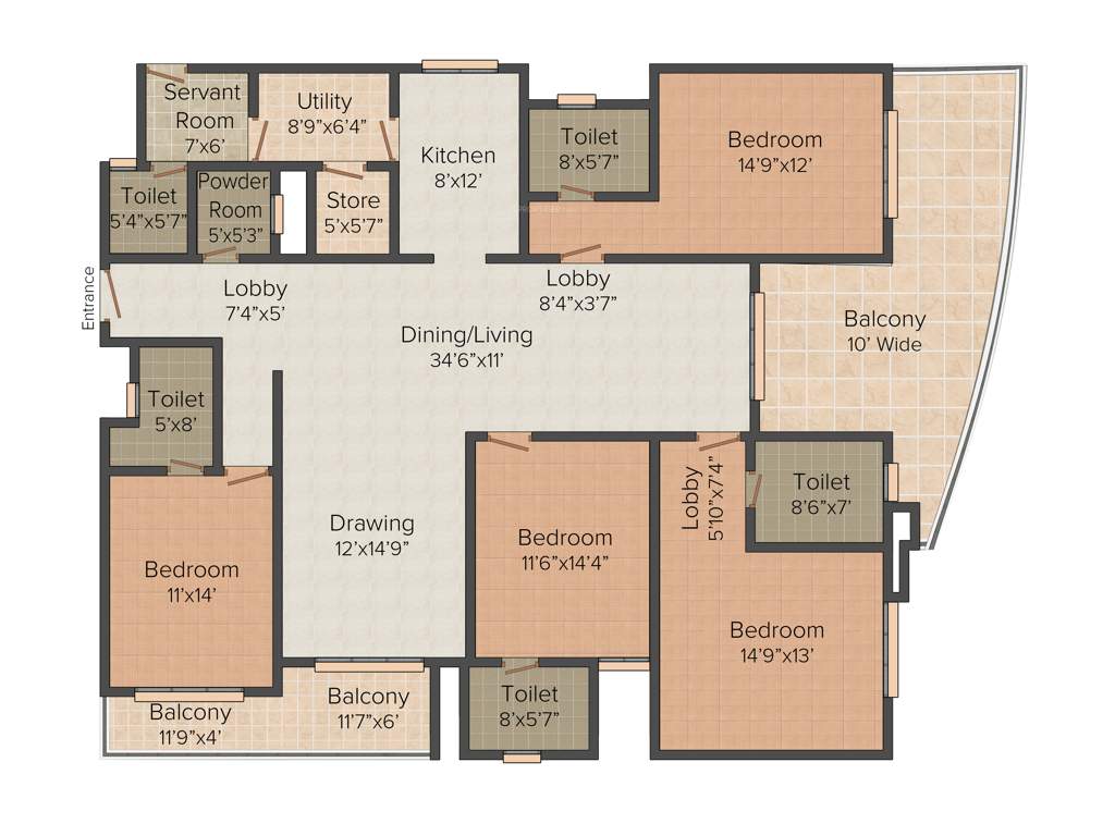 Felicity Solitaire (4BHK+5T (3,410 sq ft) + Servant Room 3410 sq ft)