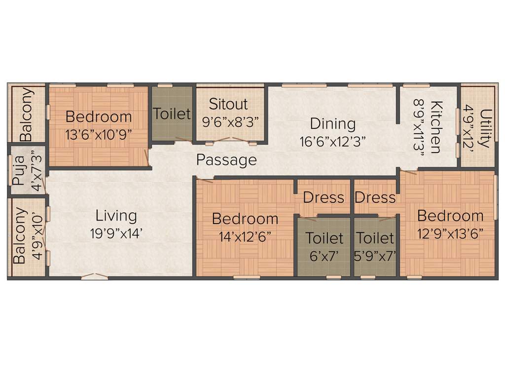 Lahari Park (3BHK+3T (2,190 sq ft)   Pooja Room 2190 sq ft)