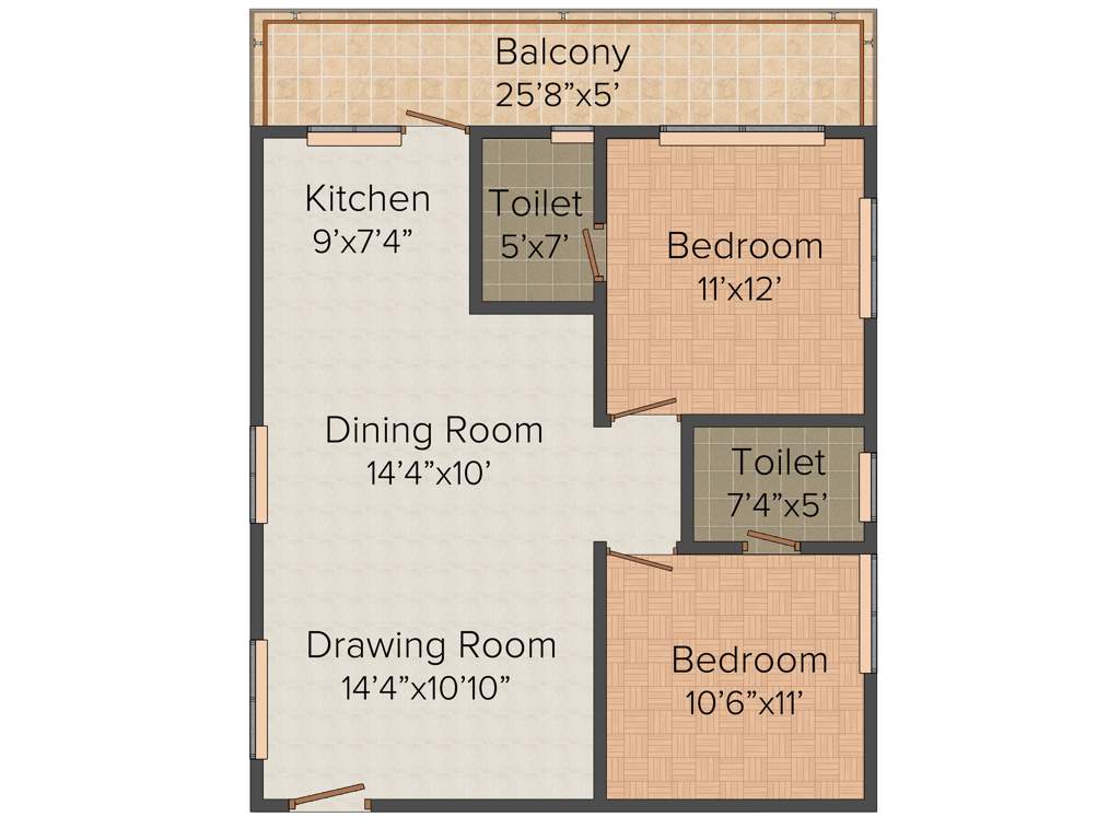 Sankalp Cherry Blossom (2BHK+2T (1,255 sq ft) 1255 sq ft)