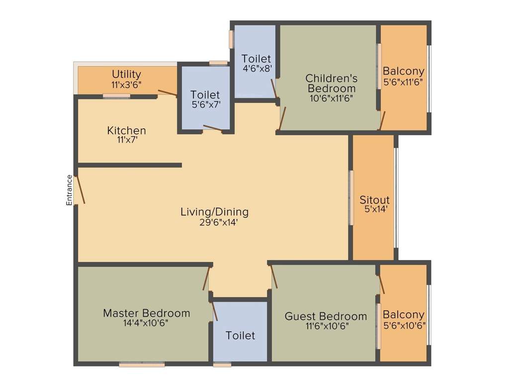 Splendid Lake Dews (3BHK+3T (1,623 sq ft) 1623 sq ft)