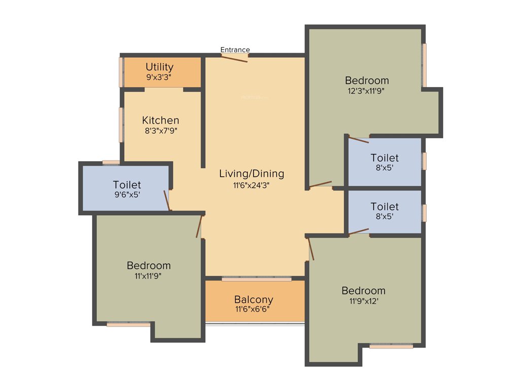 Elegant Pinnacle (3BHK+3T (1,457 sq ft) 1457 sq ft)
