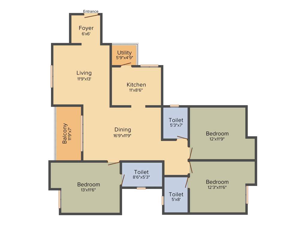 Elegant Pinnacle (3BHK+3T (1,661 sq ft) 1661 sq ft)