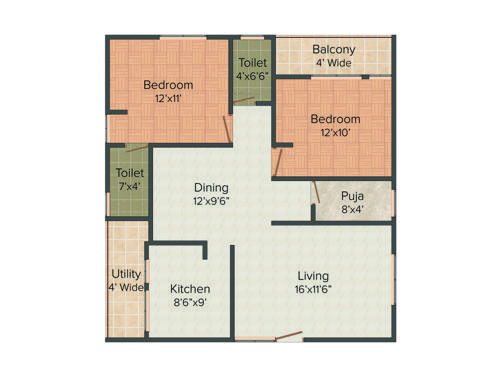 Surya Constructions Builders And Developers Sai Surya Enclave (2BHK+2T (1,150 sq ft) 1150 sq ft)