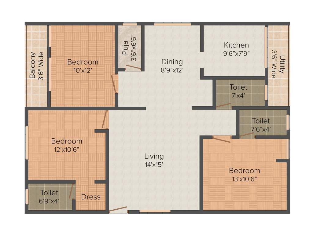 Surya Constructions Builders And Developers Sai Surya Enclave (3BHK+3T (1,425 sq ft) 1425 sq ft)
