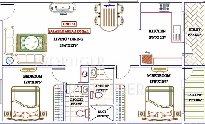 Mahaghar Vajra (2BHK+2T (1,155 sq ft) 1155 sq ft)