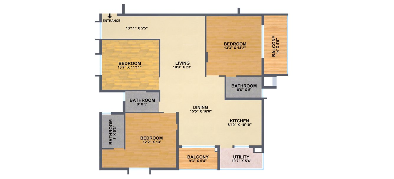 Cauvery Serenity (3BHK+3T (1,821 sq ft) 1821 sq ft)