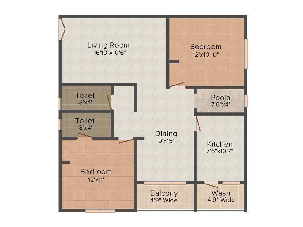 Lahari Greens (2BHK+2T (1,145 sq ft) Pooja Room 1145 sq ft)