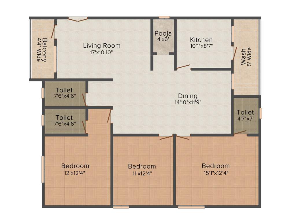 Lahari Greens (3BHK+3T (1,690 sq ft) Pooja Room 1690 sq ft)