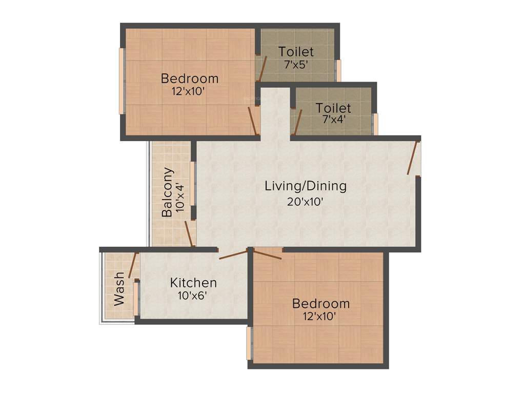 IBD Royal Citii (2BHK+2T (970 sq ft) 970 sq ft)