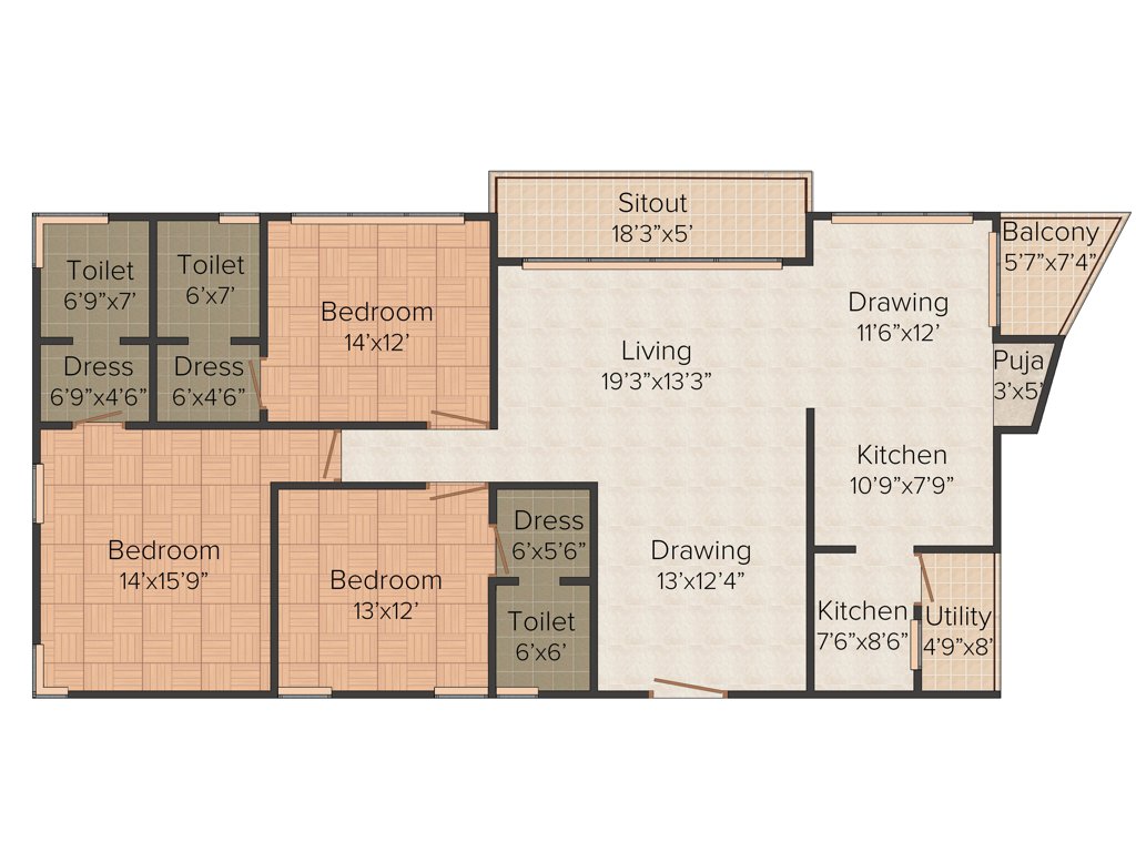 Fortune Skyline (3BHK+3T (1,888 sq ft) 1888 sq ft)
