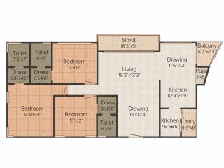 Fortune Skyline (3BHK+3T (1,888 sq ft) 1888 sq ft) Fortune Skyline (3BHK+3T (1,888 sq ft) 1888 sq ft)
