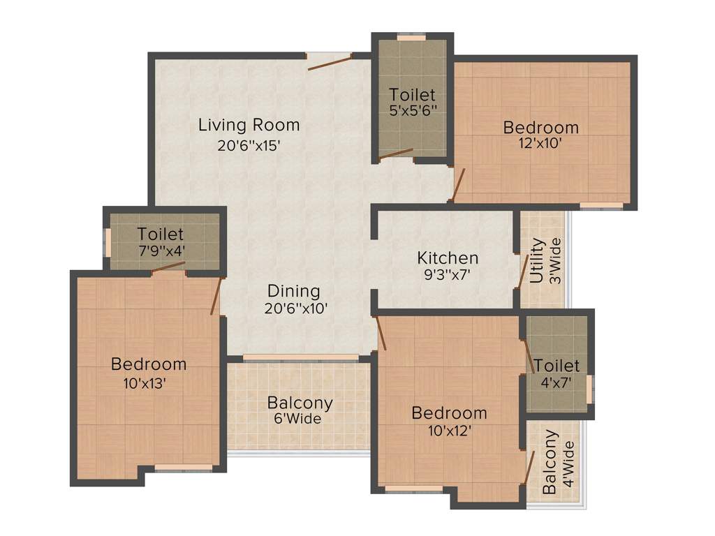 IBD Valencia Gardens (3BHK+3T (1,404 sq ft) 1404 sq ft)