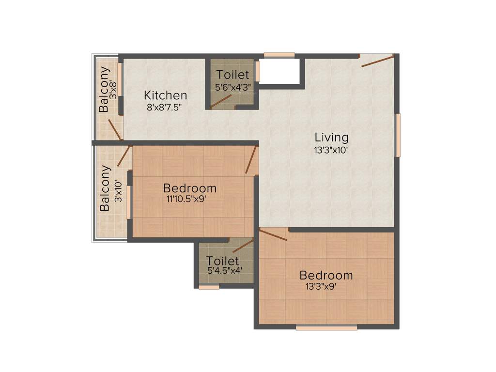 CC Rudhra Enclave (2BHK+2T (854 sq ft) 854 sq ft)