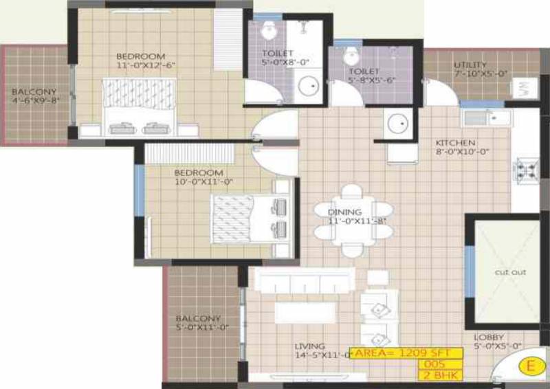Raja Housing Ritz Avenue (2BHK+2T (1,209 sq ft) 1209 sq ft)