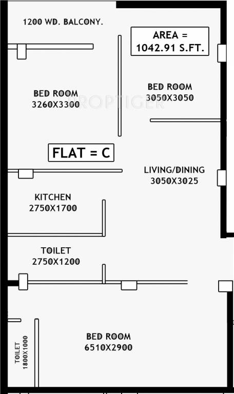 Balaji Enclave (3BHK+2T (1,042 sq ft) 1042 sq ft)