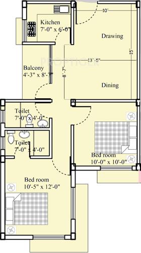 Shreya Sri Balaji City Apartment (2BHK+2T (845 sq ft) 845 sq ft)