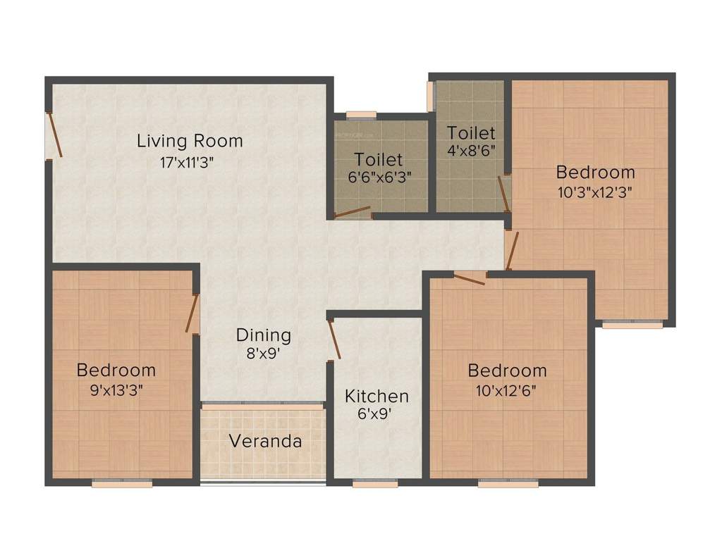 GPS Meena Sunrise (3BHK+2T (1,304 sq ft) 1304 sq ft)