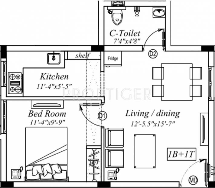 Marutham Classic (1BHK+1T (573 sq ft) 573 sq ft)