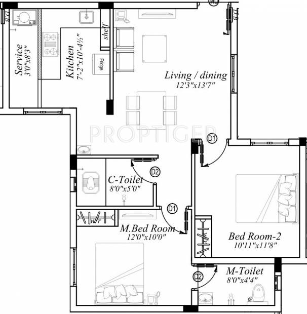 Marutham Classic (2BHK+2T (855 sq ft) 855 sq ft)