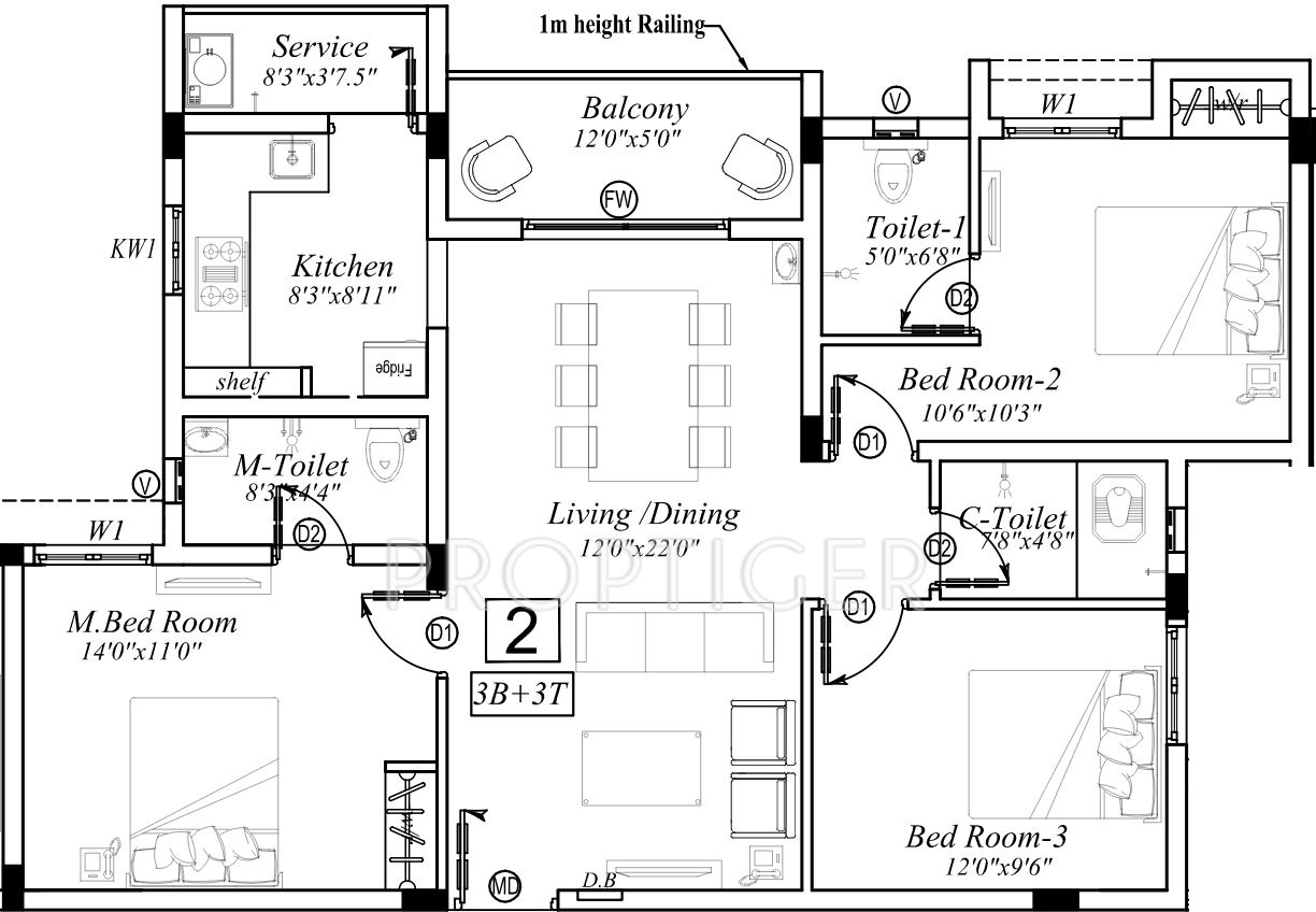 1200 Sq Ft 3 BHK 3T Apartment For Sale In Marutham Group Classic 