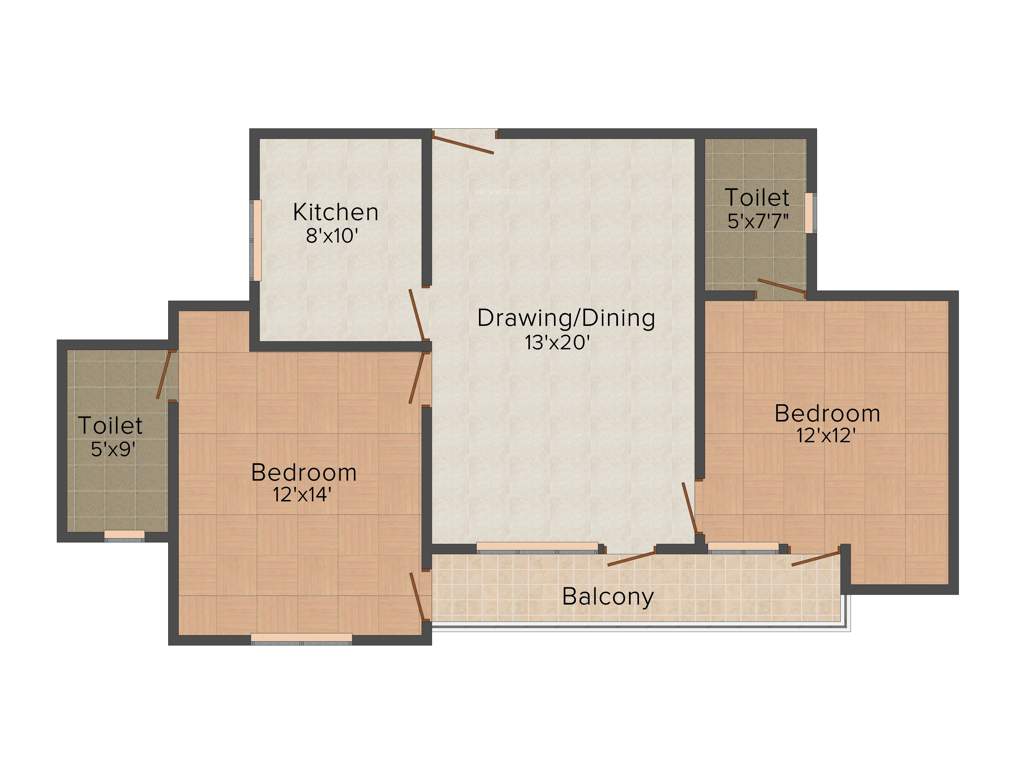 Nalanda Crown (2BHK+2T (1,240 sq ft) 1240 sq ft)