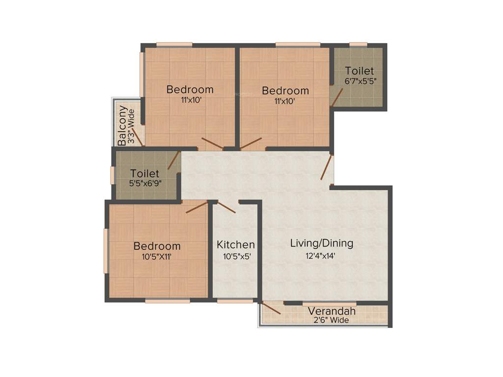 DCJ Homes (3BHK+3T (1,184 sq ft) 1184 sq ft)