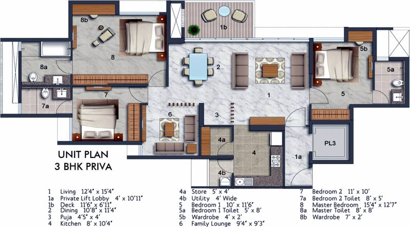 Lodha Luxuria Priva (3BHK+3T (2,079 sq ft) 2079 sq ft)