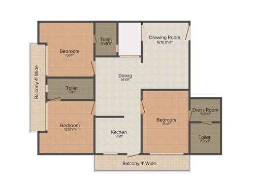 Nalanda Grand (3BHK+3T (1,700 sq ft) 1700 sq ft) Nalanda Grand (3BHK+3T (1,700 sq ft) 1700 sq ft)
