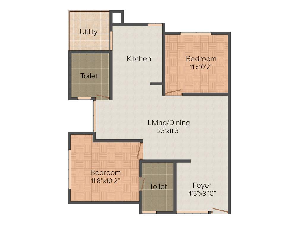 Riddhi Zoa (2BHK+2T (1,140 sq ft) 1140 sq ft)