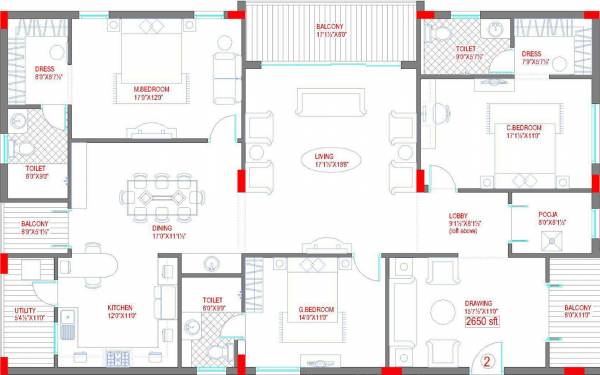 Lahari Benz (3BHK+3T (2,650 sq ft)   Pooja Room 2650 sq ft)