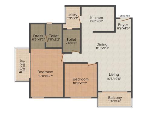 Koncept Lake View (2BHK+2T (1,250 sq ft) 1250 sq ft) Koncept Lake View (2BHK+2T (1,250 sq ft) 1250 sq ft)