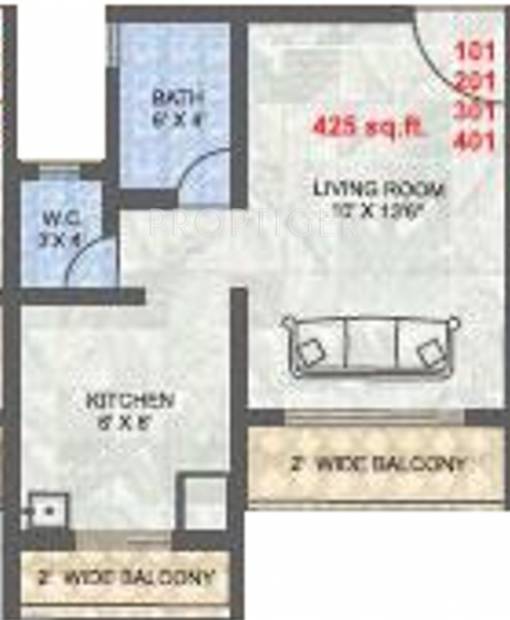 Dhanlaxmi Dhanvishnu Residency (1BHK+1T (525 sq ft) 525 sq ft)