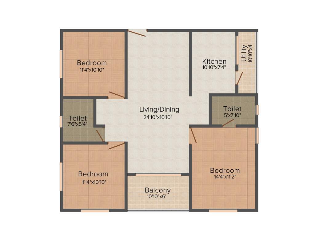 Modi Mayflower Grande (3BHK+2T (1,400 sq ft) 1400 sq ft)