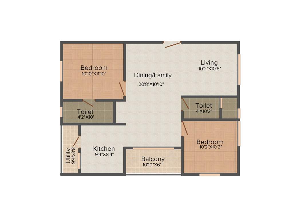 Modi Mayflower Grande (2BHK+2T (1,150 sq ft) 1150 sq ft)