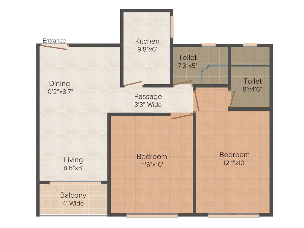 Atri Green Residency (2BHK+2T (910 sq ft) 910 sq ft)