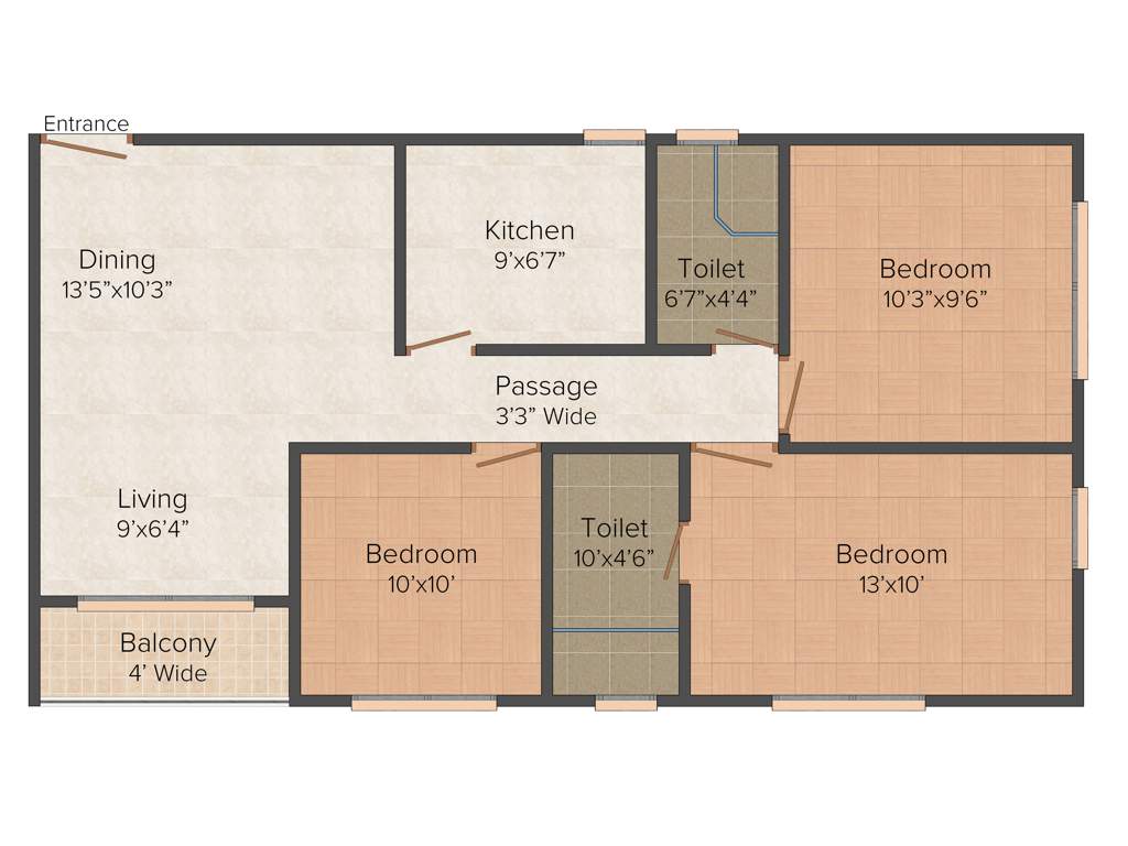 Atri Green Residency (3BHK+2T (1,120 sq ft) 1120 sq ft)