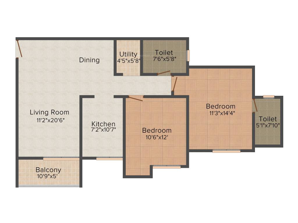 Ashiana Rangoli Gardens (2BHK+2T (1,230 sq ft) 1230 sq ft)