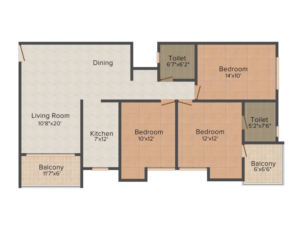 Ashiana Rangoli Gardens (3BHK+2T (1,480 sq ft) 1480 sq ft)