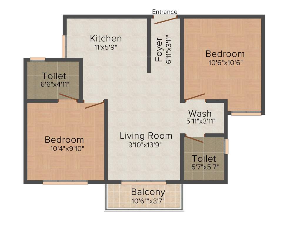 GM E City Town (2BHK+2T (870 sq ft) 870 sq ft)
