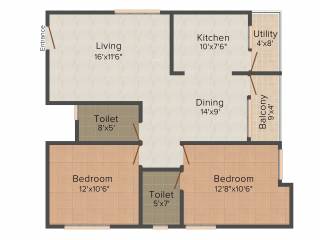 AR SM Tranquil (2BHK+2T (1,109 sq ft) 1109 sq ft)
