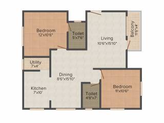AR SM Tranquil (2BHK+2T (1,105 sq ft) 1105 sq ft)