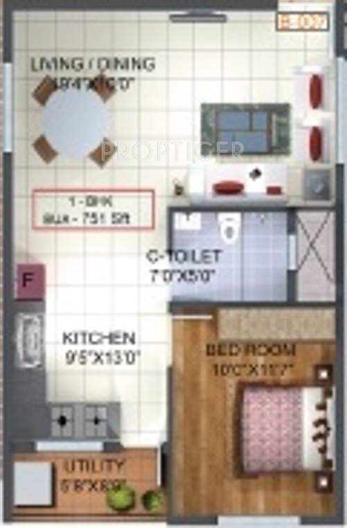 SV Heights (1BHK+1T (751 sq ft) 751 sq ft)